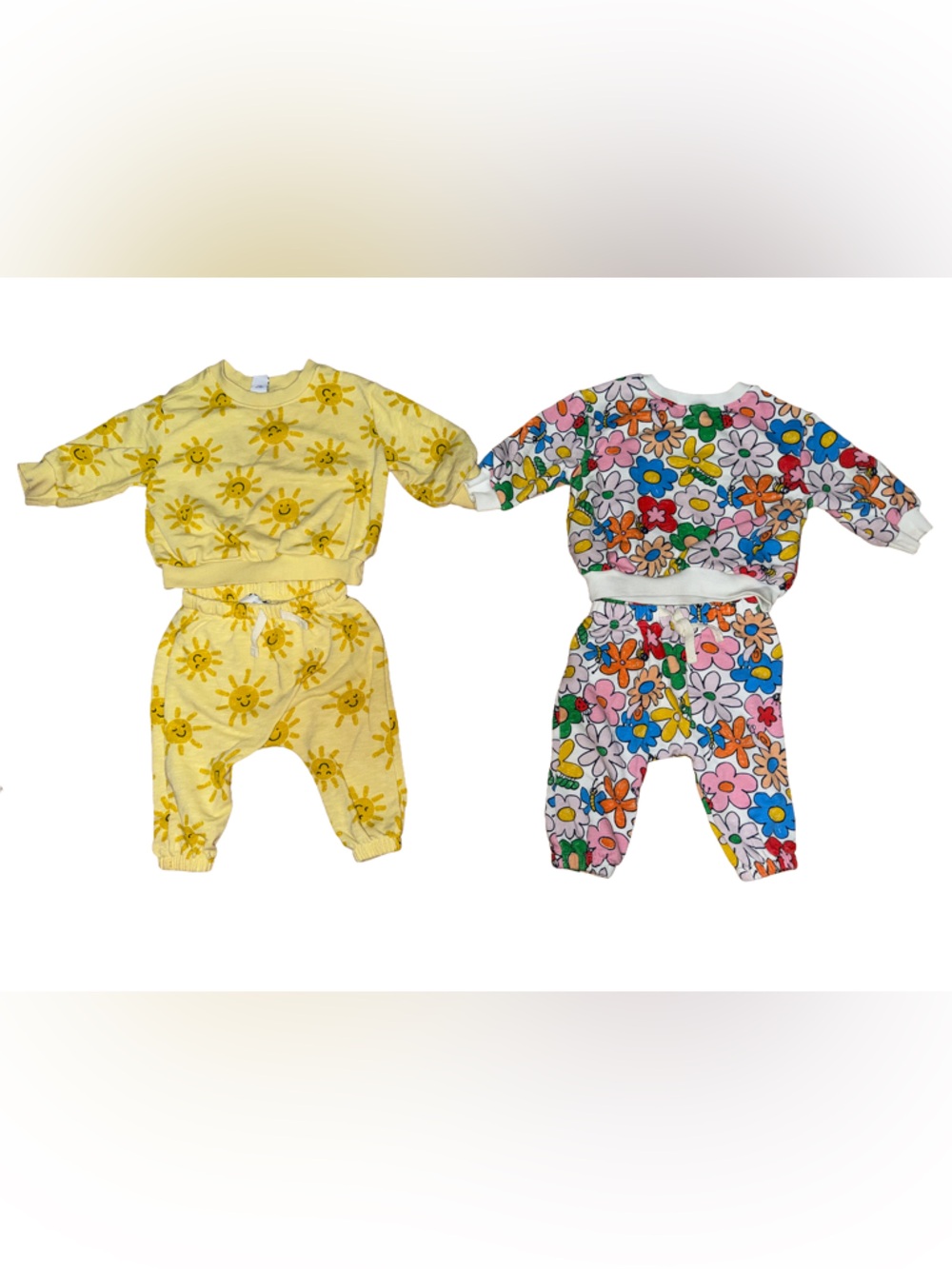 Sunny Yellow Sun Print Two-Piece Set + Colorful Floral Two-Piece Set
